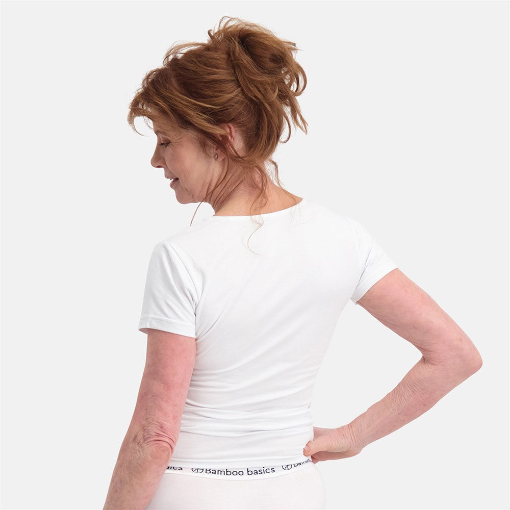 Bambus T-shirts med Rund Hals 2-pak - bagfra hvid