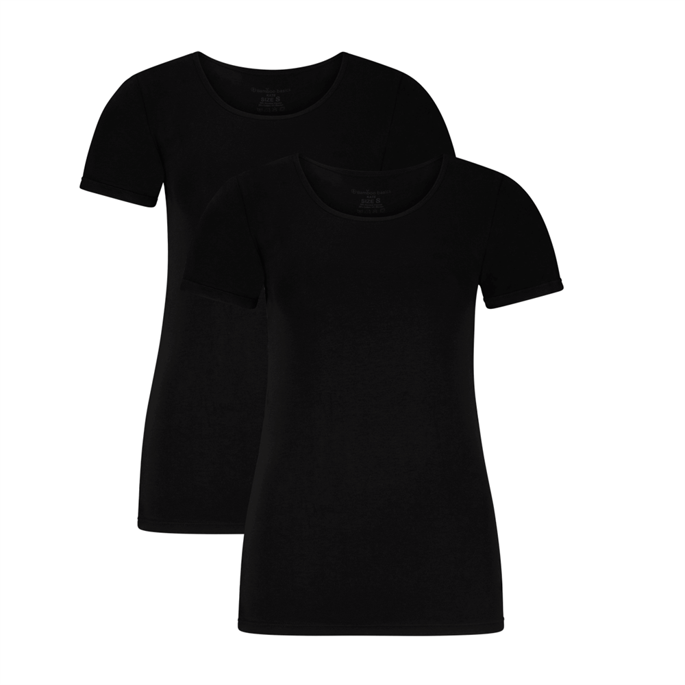 Bambus T-shirts med Rund Hals 2-pak - produktbillede sort