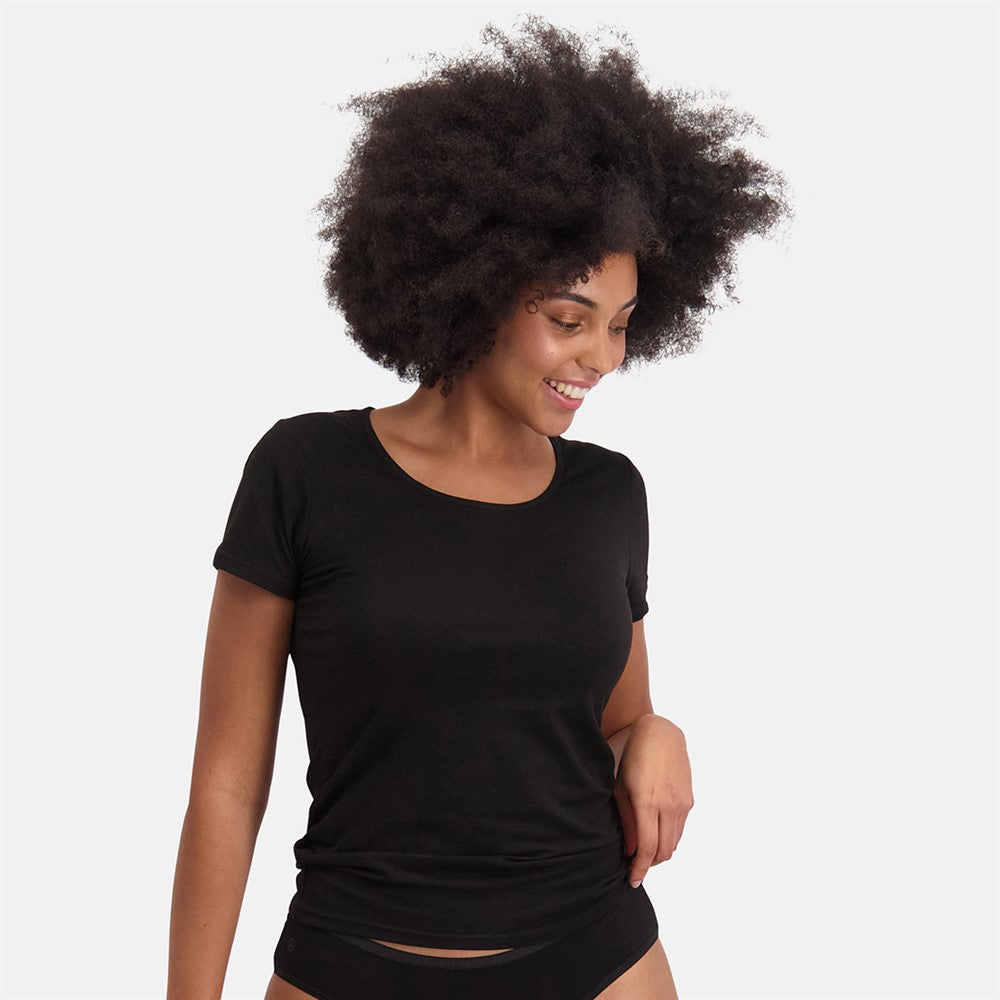 Bambus T-shirts med Rund Hals 2-pak - forfra sort