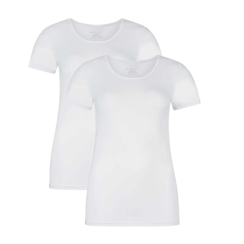 Bambus T-shirts med Rund Hals 2-pak - produktbillede hvid
