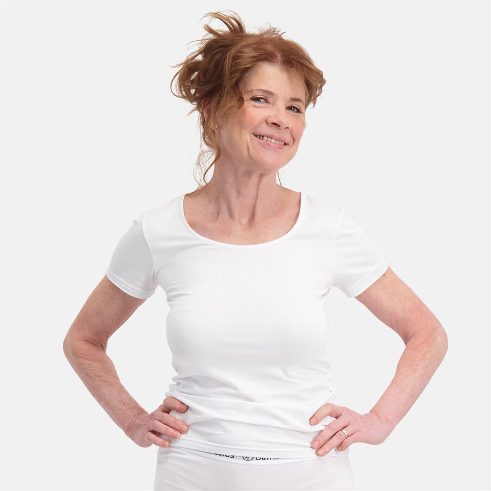 Bambus T-shirts med Rund Hals 2-pak - forfra hvid