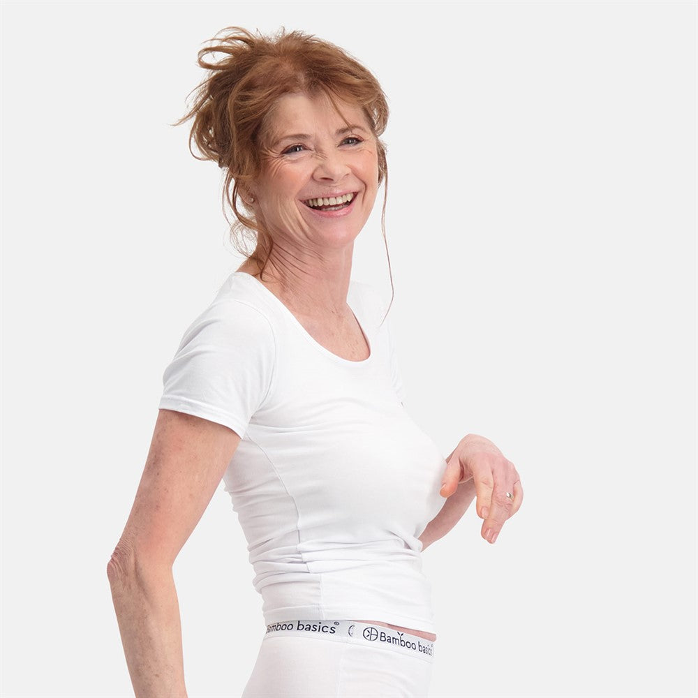 Bambus T-shirts med Rund Hals 2-pak - fra siden hvid