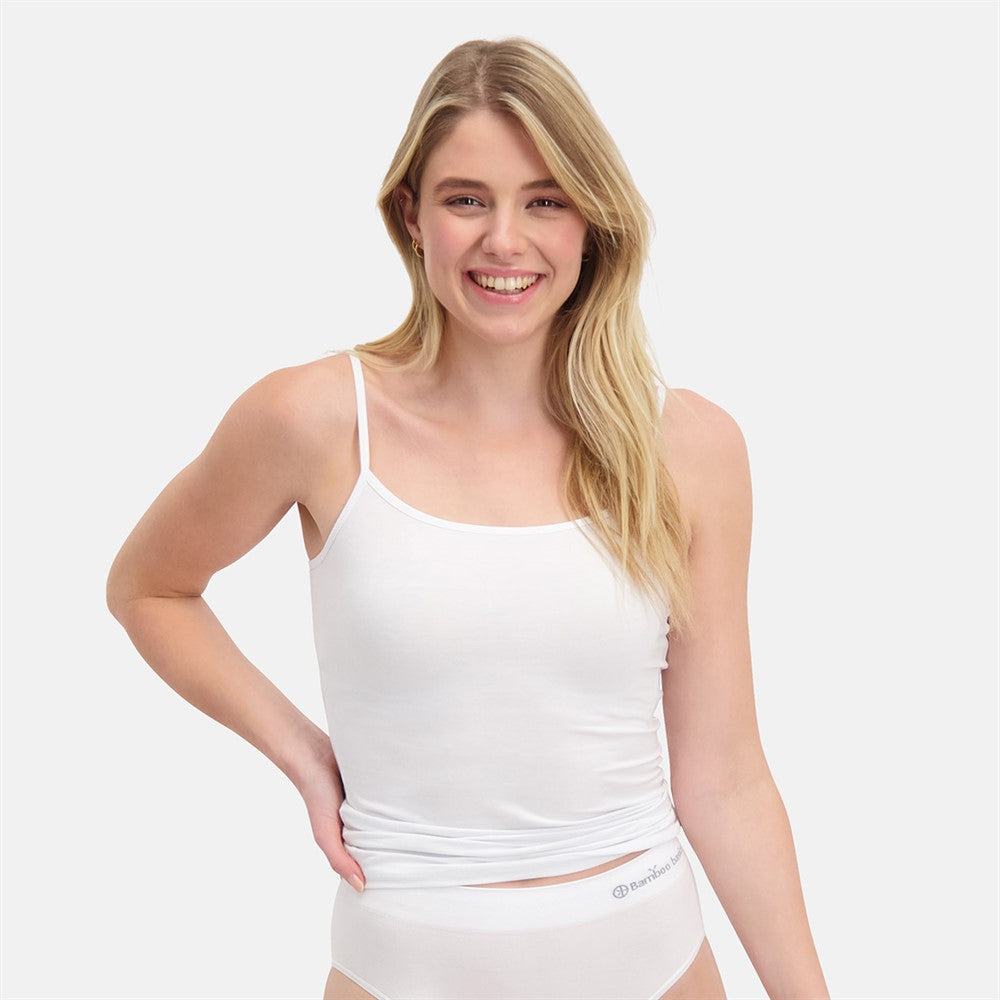 Bambus Spaghettitoppe 2-pak - produktbillede hvid